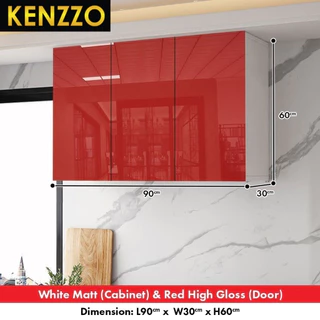 🚚พร้อมส่ง !! KENZZO ตู้ครัว ตู้ติดผนังห้องครัว ตู้ลอยเก็บของ High Gloss Wall kitchen cabinet (สีดำ/สีแดง/สีขาว)