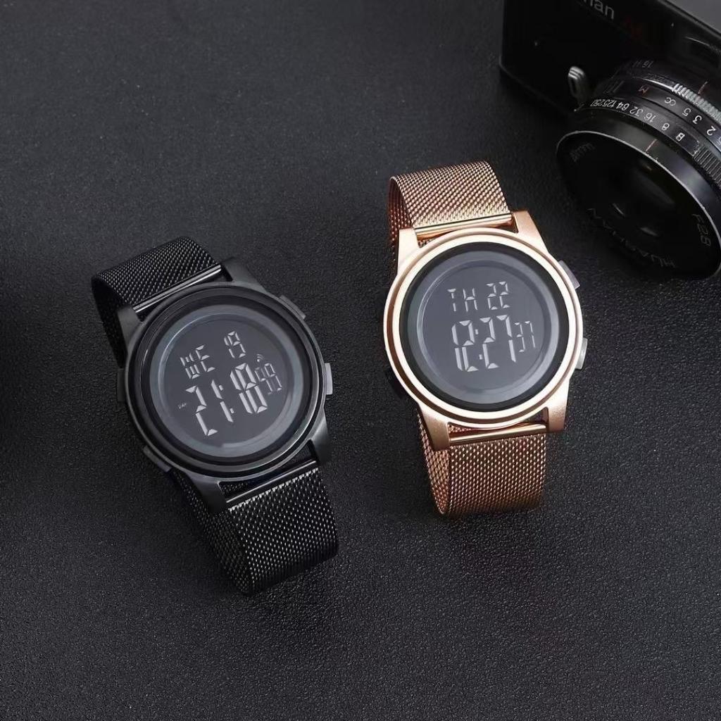 W10 นาฬิกาข้อมือกันน้ำสายสแตนเลส(ไม่ต้องตัดสาย) ไฟLED