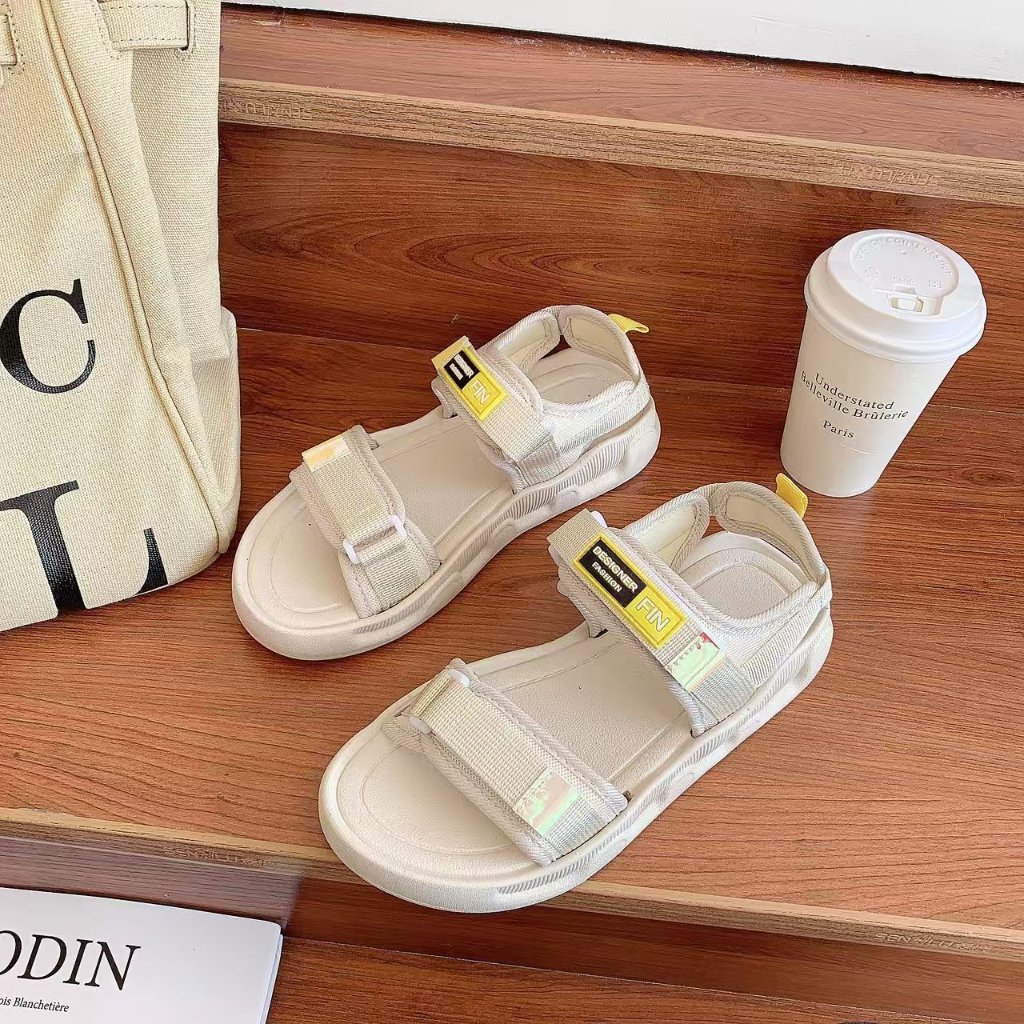 รองเท้ารัดส้น สายปรับได้  สายนุ่มไม่บาดเท้า ตีนตุ๊กแกแน่น วัสดุกันน้ำ สไตส์เกาหลี มีสี3สีให้เลือก พร้อมจัดส่งที่ไทย - รูปที่ 3