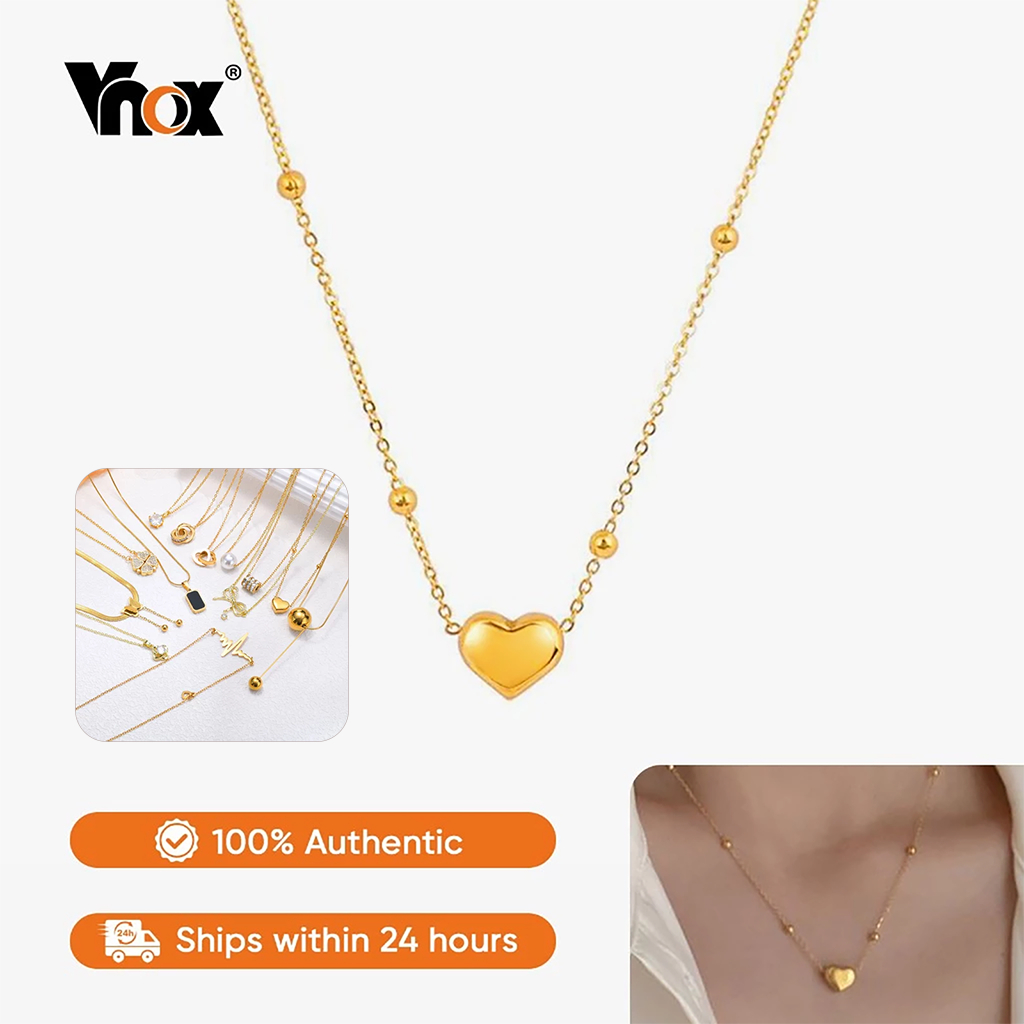 Vnox ชุดสร้อยคอทองคำสำหรับผู้หญิงของ, สร้อยคอที่ทำจากสแตนเลสไม่ย้อมสีสำหรับงานแต่งงาน