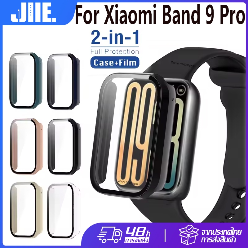 ยสําหรับ Xiaomi Band 9 Pro PC Case + กระจกนิรภั Xiaomi Band 9 Pro ป้องกันหน้าจอกรณี Xiaomi 9 Pro เคสนาฬิกา