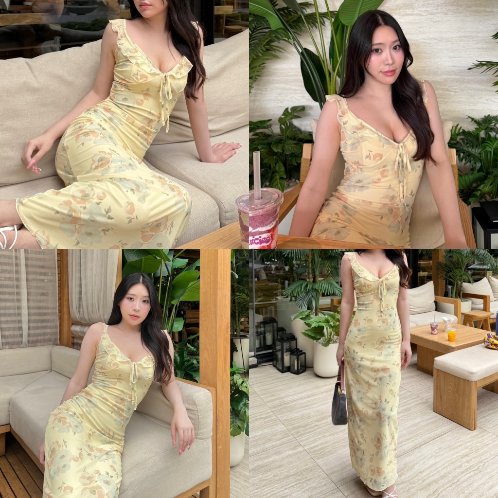 jannie dress - เดรสลายดอก ชุดไปทะเล ดินเนอร์
