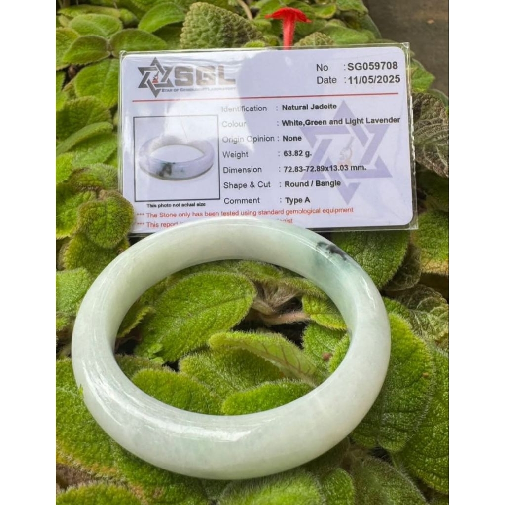 กำไล หยกพม่าแท้เจไดต์ Type Aขนาด 55 mm กว้าง 13 mm ราคา 1,299.-บาท(รหัสC1)