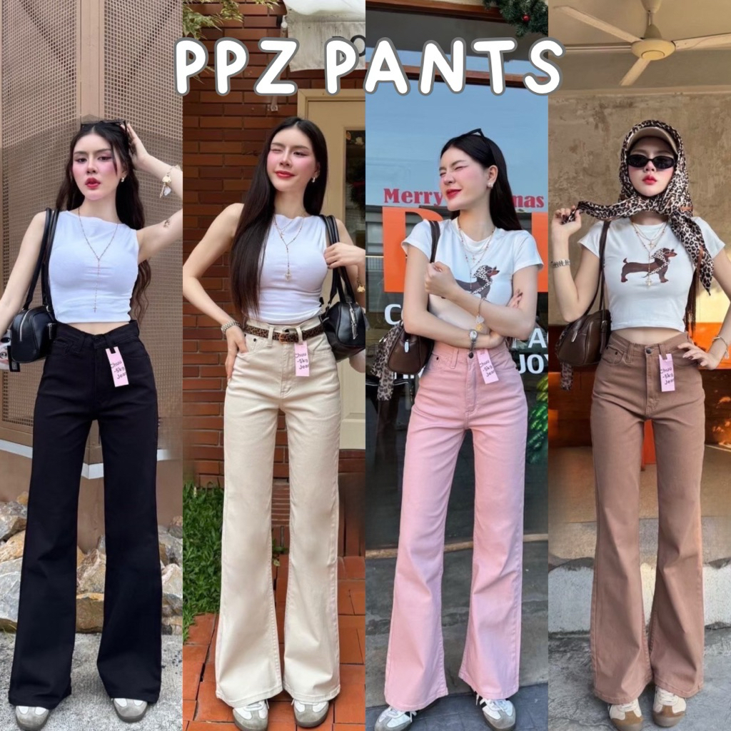 ʙᴏᴏᴛ ᴄᴜᴛ ᴄʜᴜᴜ🍃กางเกงขาม้า ผ้ายีนส์ยืด กระดุมดำ งานป้าย Chuu-5kg