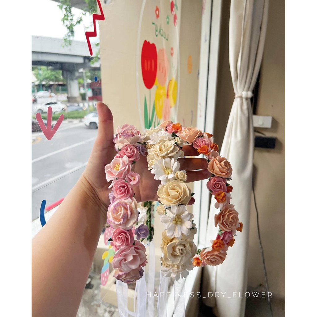 พร้อมส่ง [มีส่งด่วน] มงกุฎปัจฉิมจากดอกไม้กระดาษสา