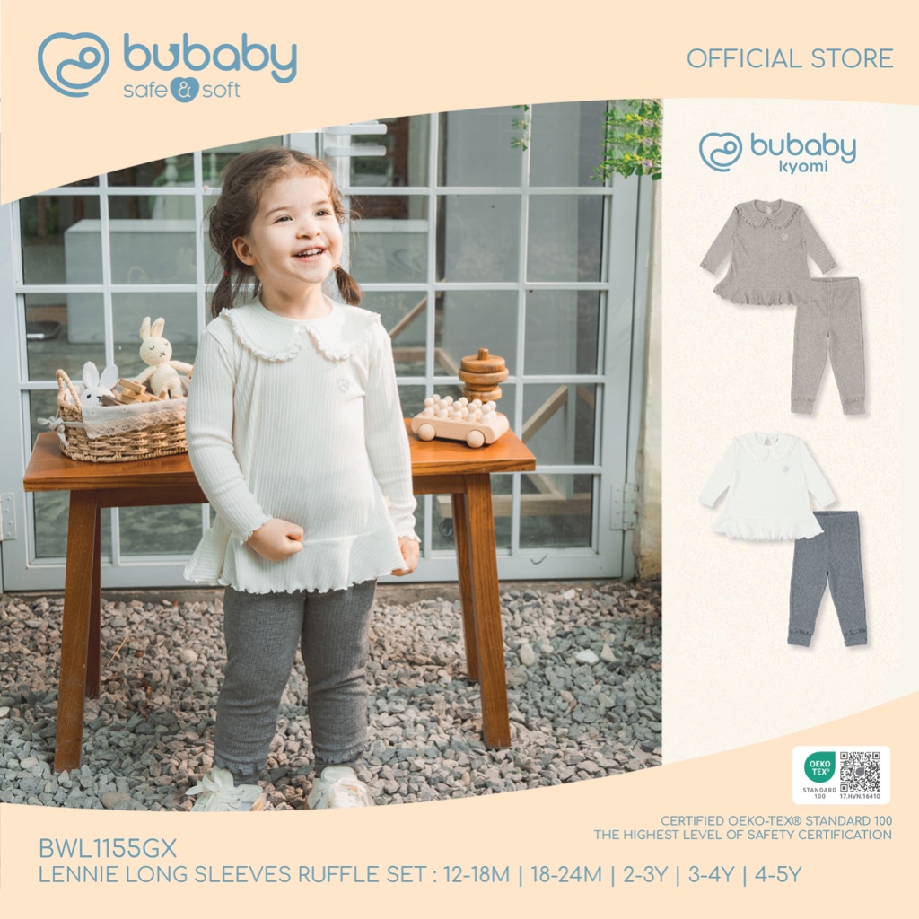 BU Baby เซ็ทเสื้อแขนยาวขายาวลูกสาวเลนนี่ Lennie Long Sleeves Ruffle Set BWL1155GX