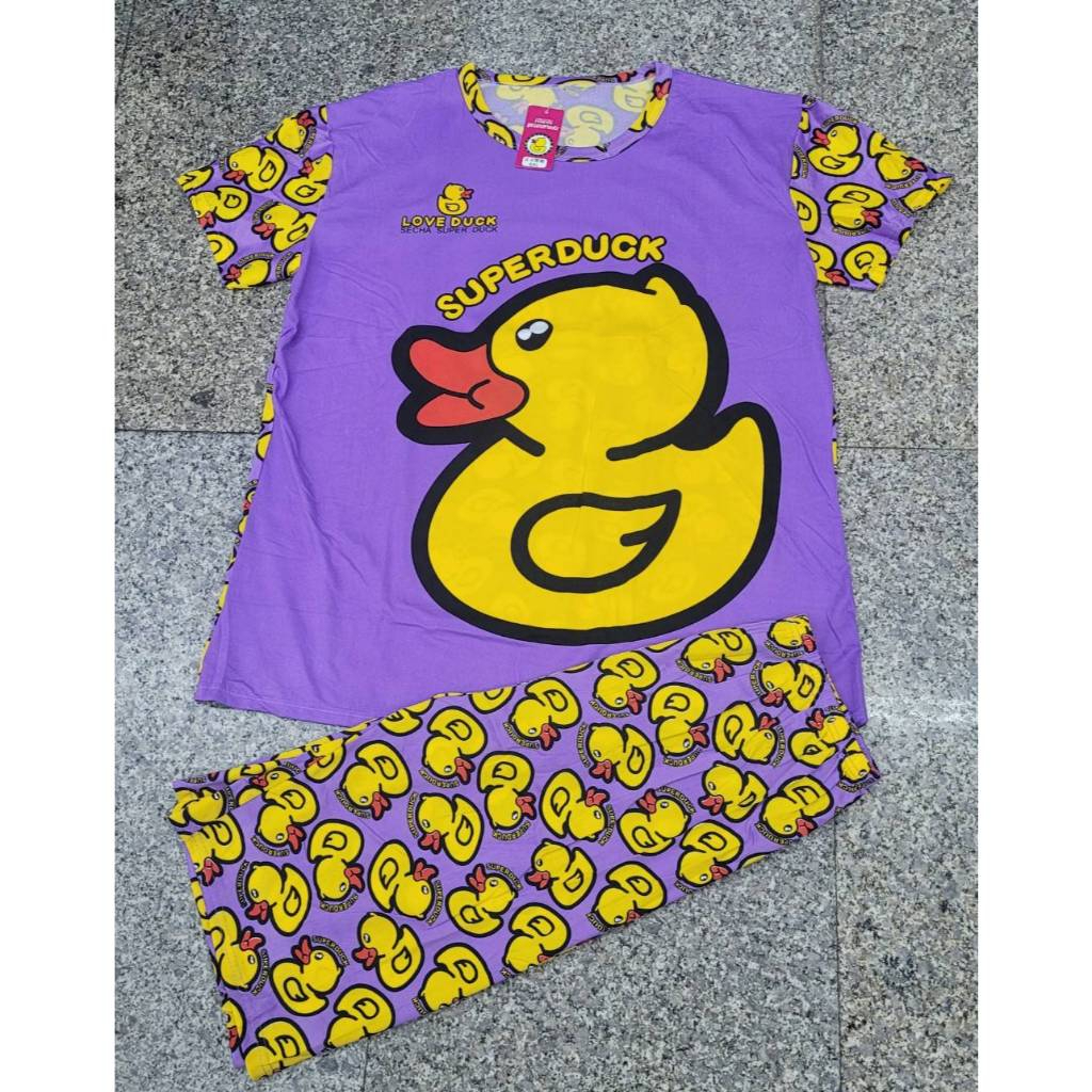 ชุดนอนบิ๊กไซส์ 3XL สาวอวบ ไซส์ใหญ่ ลายเป็ด ชุดนอนผ้าเด้งเป็ด sugarduck ผ้าหนา นุ่ม ใส่สบาย
