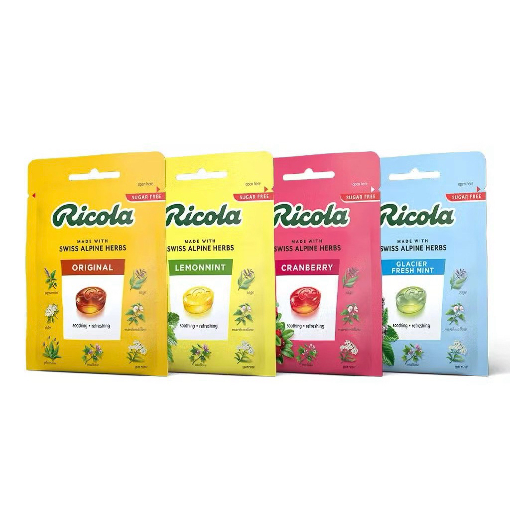 Ricola Sugar free ริโคลา  ลูกอมสมุนไพร ปราศจากน้ำตาล ชนิดซอง 17.5g