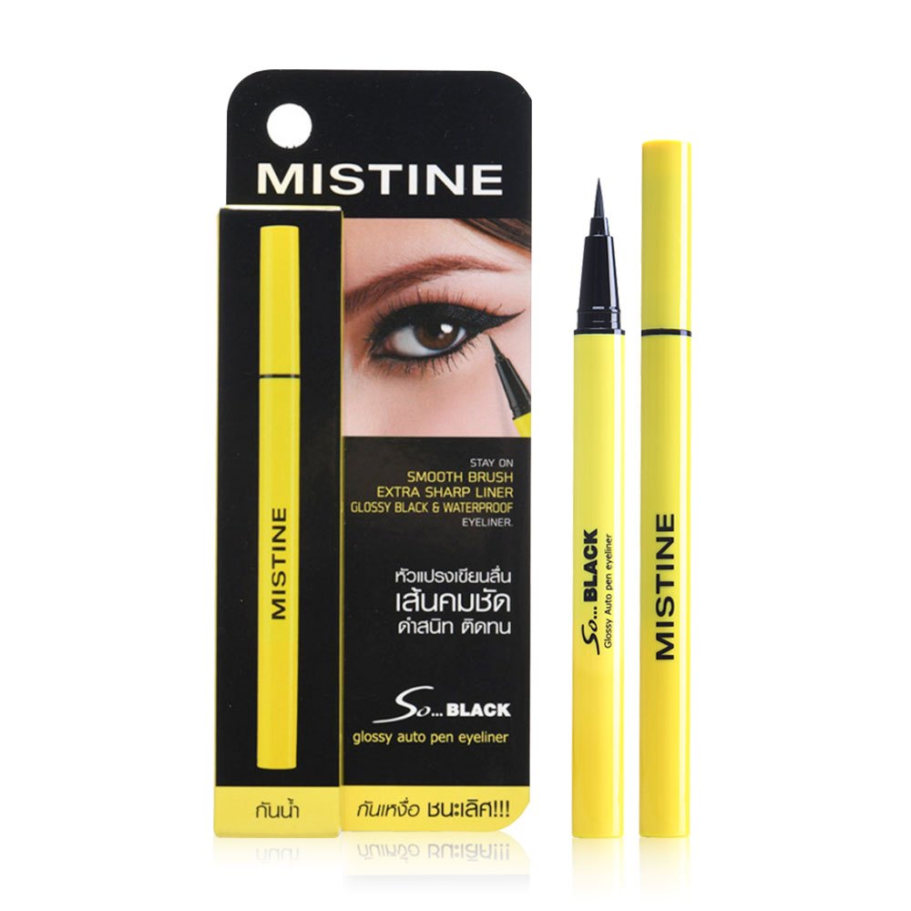 Mistine So Black Liquid Eyeline / Glossy Auto Pen มิสทีน อายไลน์เนอร์ ชนิดน้ำ ดำสนิท กันน้ำ
