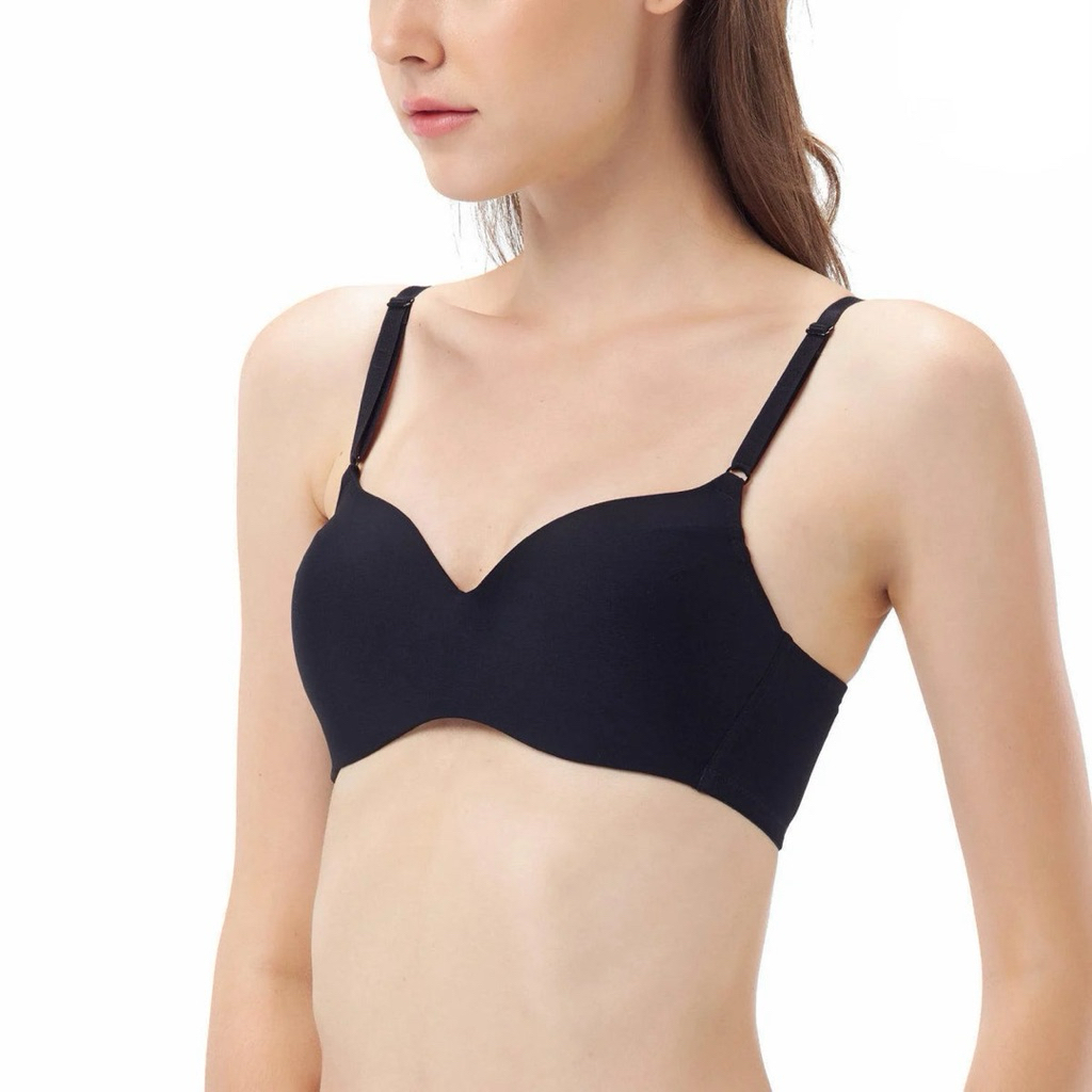 WACOAL SURPRISE COMFORT BRA บราไร้โครง ฟองน้ำบาง 8 มิล นุ่มสบาย รุ่น WB3X66 สีดำ (BL) Size B70/32B