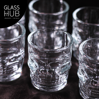 GLASS HUB - แก้วช็อตกะโหลก S50-45ml - (เซต 6 ใบ) - สำหรับใส่เครื่องดื่ม แก้วจิ๋ว ดีไซด์แฟนซี