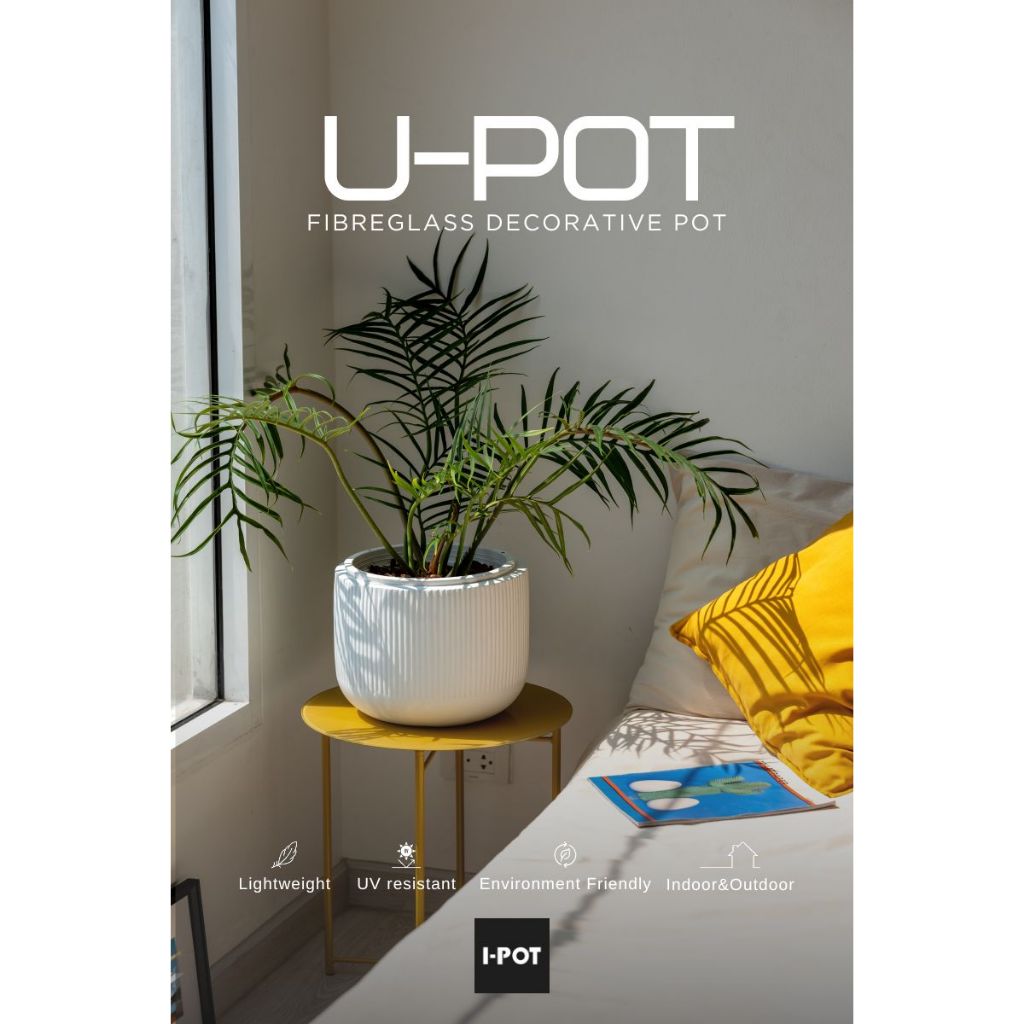 I-POT กระถางไฟเบอร์กลาส รุ่น U-POT ขนาด ก.38 ย.38 ส.31 ซม.(15 นิ้ว)