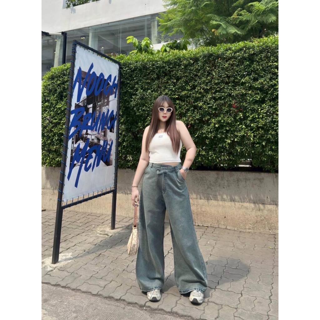 JEANS กางเกงง Baggy jeans เอวไขว้