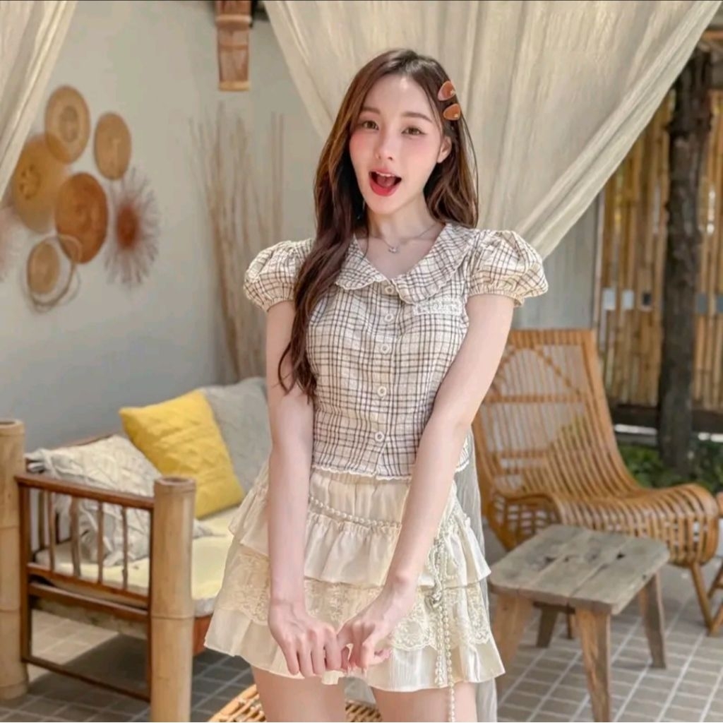 ส่งต่อ RIKA น้องโซล เสื้อคอบัวแขนจั้มตุ๊กตาผูกหลัง สีน้ำตาล