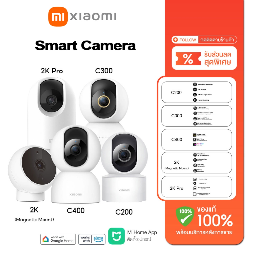 (รับประกันศูนย์ไทย 1 ปี)Xiaomi Mi Smart Camera C200 / C300 / C400 / CW300 / C500 Pro Home Security C