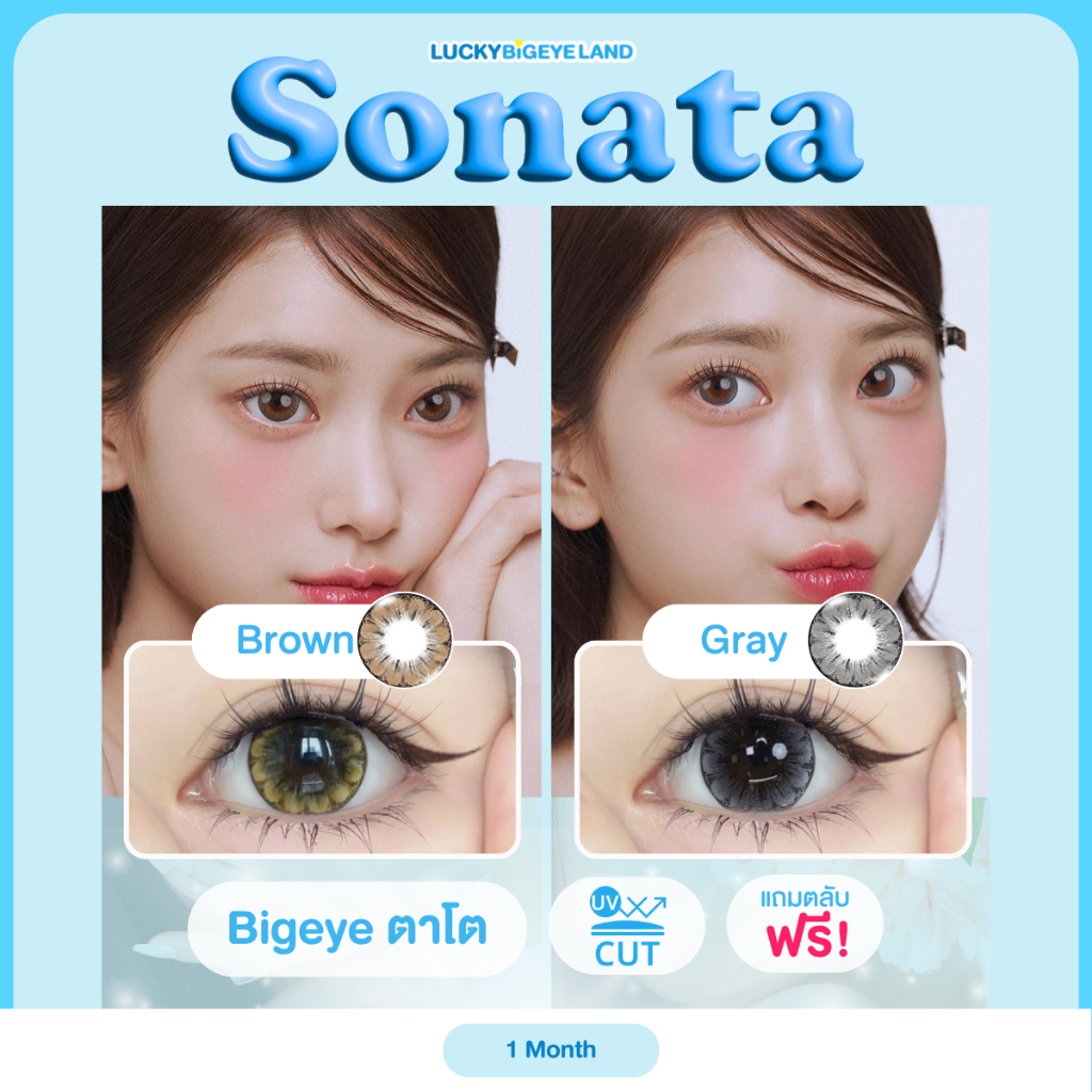 คอนแทคเลนส์ Sonata Brown / Gray (Kissy Lens) ขนาดบิ๊กอาย ตาโต 💙 ลายดอกไม้