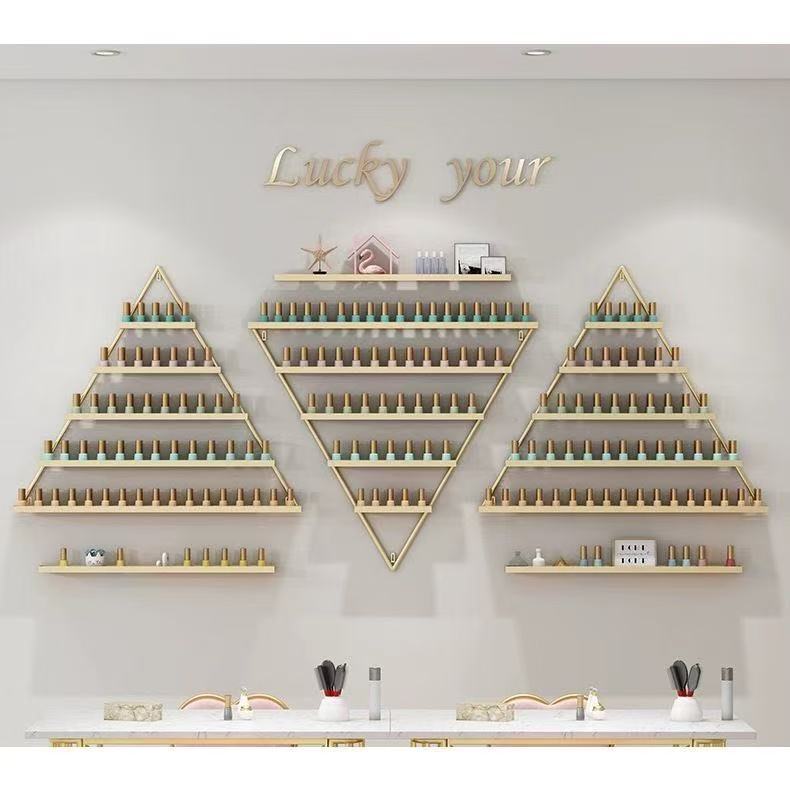 ชั้นวางอุปกรณ์ทำเล็บเหล็กติดผนังร้านเสริมสวย