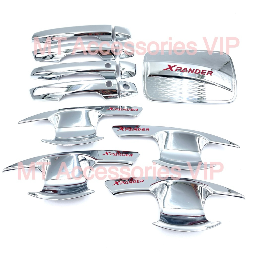 xpander เอ็กซ์แพนเดอร์ เบ้ากันรอย ครอบมือจับ ครอบฝาถังน้ำมัน สีโครเมี่ยมโลโก้แดง