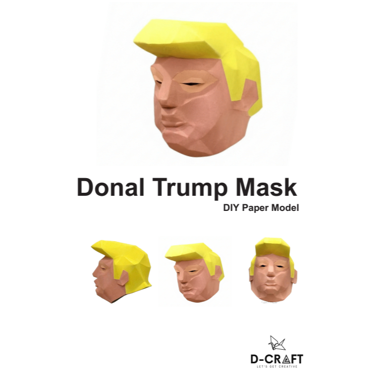 D-Craft msk18 หน้ากากโดนัล ทรัมป์ สามมิติ DIY Low Poly Trump Papercraft Mascot Cosplay Party