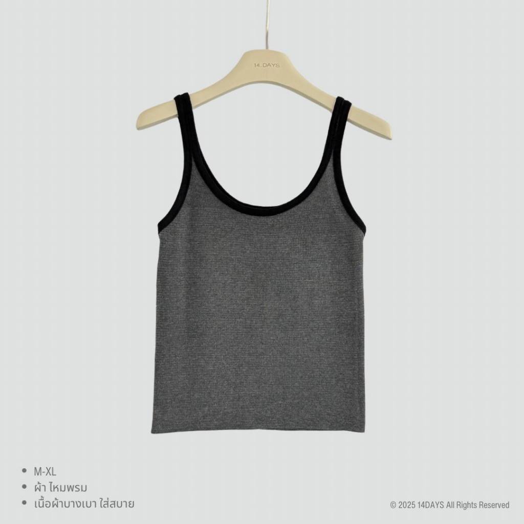 รุ่น SD เสื้อกล้ามสายเดี่ยว แต่งขอบ ยืดได้เยอะ ทรงสวย Women Clothing