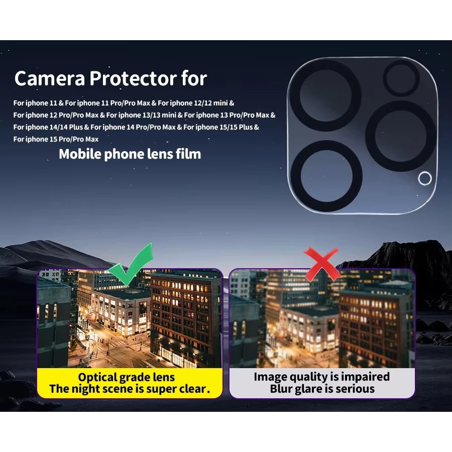 KONG ฟิล์มกระจกเลนส์กล้องสำหรับ สำหรั สำหรับ iPhone 17Air/16E Pro Max/15/Plus 14 13 12 11 12 miniนิรภัยใสฟิล์มกันรอยกล้อ thumbnail 8