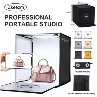 ZKeezm กล่องไฟถ่ายภาพสินค้า ขนาด 40/50/60cm. พร้อมไฟ LED ปรับได้ กล่องไฟแบบพกพาพับได้ พร้อมพื้นหลัง 3 สี