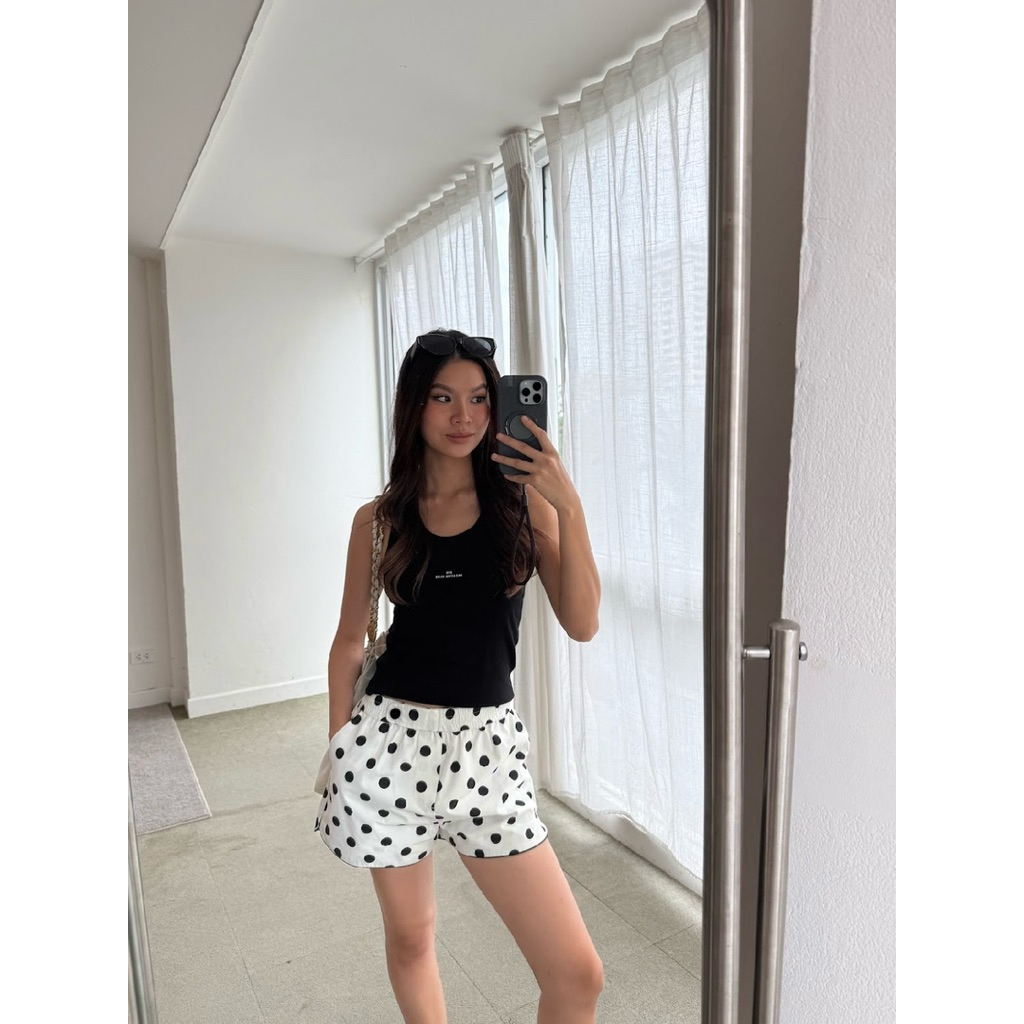 ZTNpolka1537-P NATURAL DYED POLKA DOTLINE SHORT
