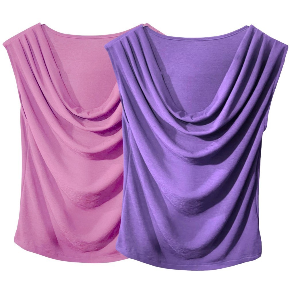เสื้อแขนกุดคอถ่วง Women ผ้าสลาฟ ผู้หญิง สีขาว รุ่น Lady MC004 WALKIN  Clothing