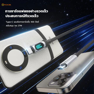 YOOK 100W Type C สายชาร์จเร็ว E-Marker สําหรับ iPhone 16 Pro Max 15 Series Samsung S24 S23 Ultra iPad Pro Macbook