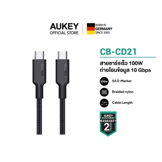 AUKEY CB-CD21 Gen2 E-Marker | สายชาร์จเร็ว USB-C to C 100W PD + USB 3.1 Gen2 10Gbps + 4K