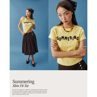 Reverie summer slim tee - เสื้อยืดทรงพอดีตัว สกรีนกำมะหยี่ มี 2 สี