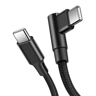 สาย Type C 90 องศา, Nylon Braid Quick Charge PD 66W Quick Charger Cord, Safety 90 Degrees Data Type C To C Cable