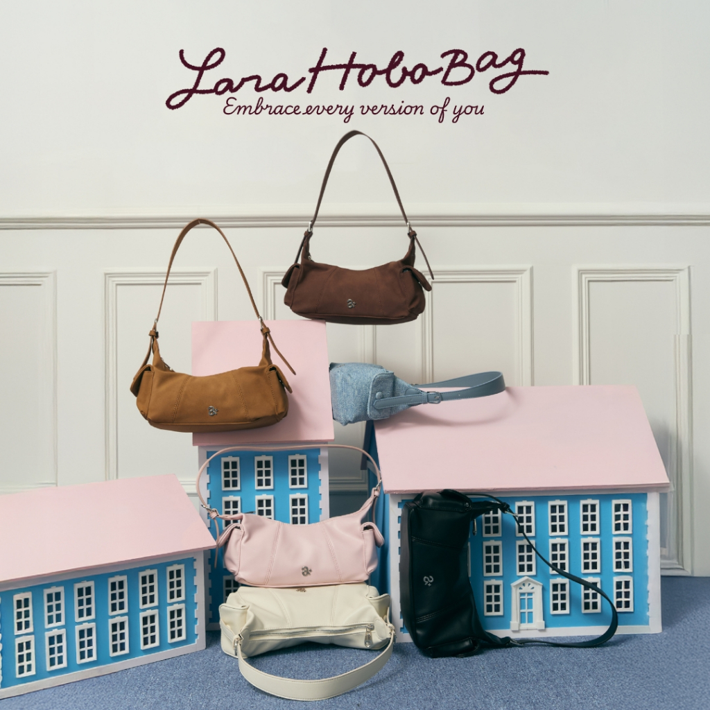 Lara Hobo Bag กระเป๋าสะพายข้างทรงโฮโบ หนังPremium PU/หนังกลับ Suede ✨ asissy.club