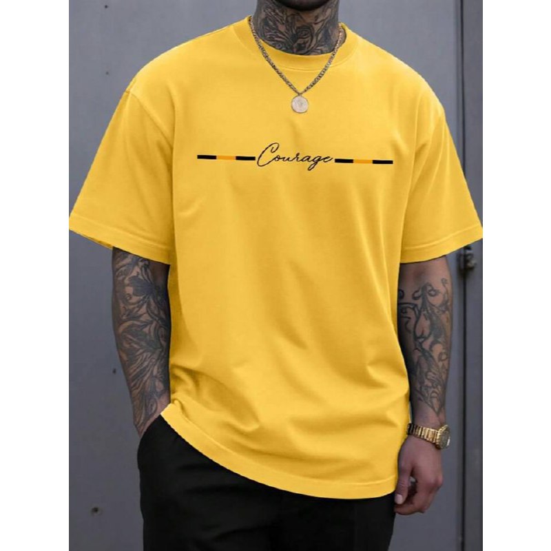 สินค้าในไทยพร้อมส่ง Manfinity Homme เสื้อยืดแขนสั้นพิมพ์ลายตัวอักษรลำลองผู้ชาย แฟชั่น