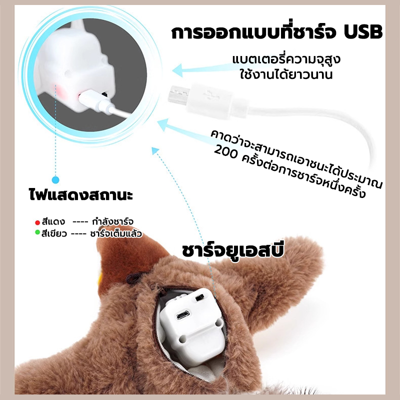 ของเล่นแมว ของแมว นกจำลอง ตุ๊กตาพูดได้ เพื่อนสัตว์เลี้ยง ชาร์จ USB ตุ๊กตาผ้ากำมะหยี่ ของเล่นหมา ราคา ถูกที่สุด ดีลบีเคเค แกลเลอรีภาพที่ 6
