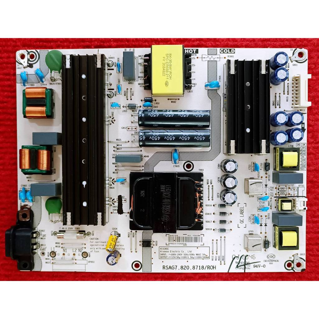 เพาเวอร์ซัพพลายทีวี Hisense สำหรับรุ่น 65E6F , 65A7100F พาสบอร์ด RSAG7.820.8718/ROH