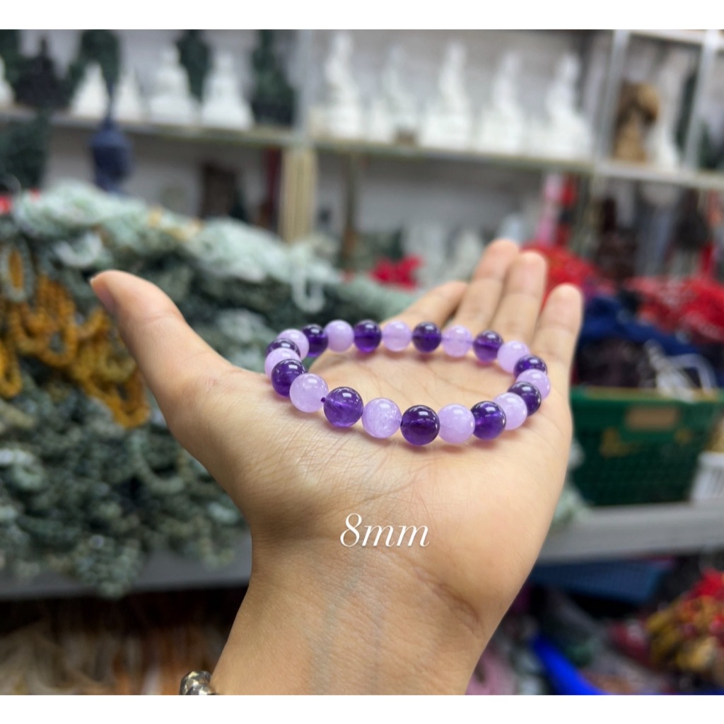 สร้อยแขนหินอเมทิส ขนาด 8มิล Deep & Lavender Amethyst