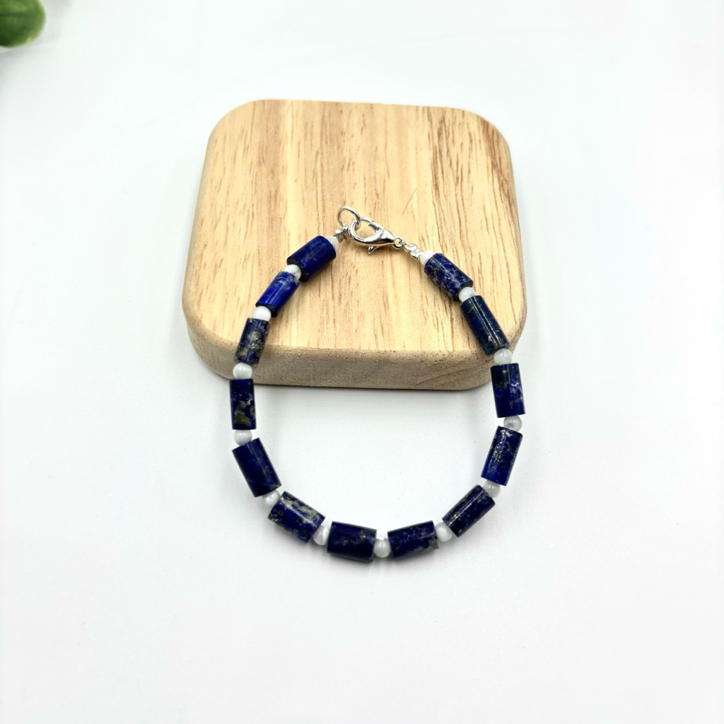 beautiful 1 pc natural lapis lazuli beaded bracelet 💙💙
