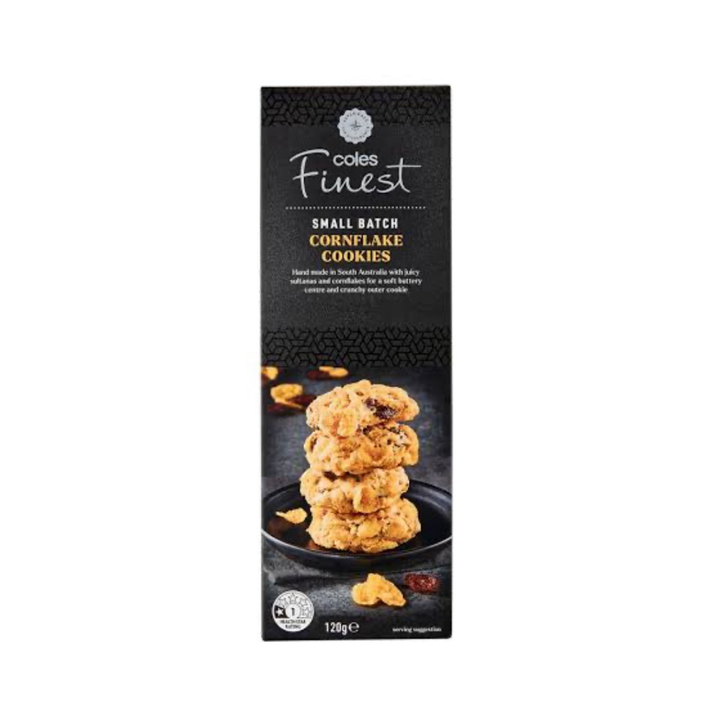 โคลส์คุกกี้คอร์นเฟลกลูกเกด ตราโคลส์ Coles Cornflakes Cookies120g./All butter Pinwheels Cheddar chees