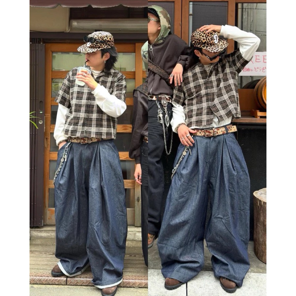 2IDIOTS LABEL : PLEATED BAGGY RAW DENIM TROUSER ✈️ พรี 7-20 วัน
