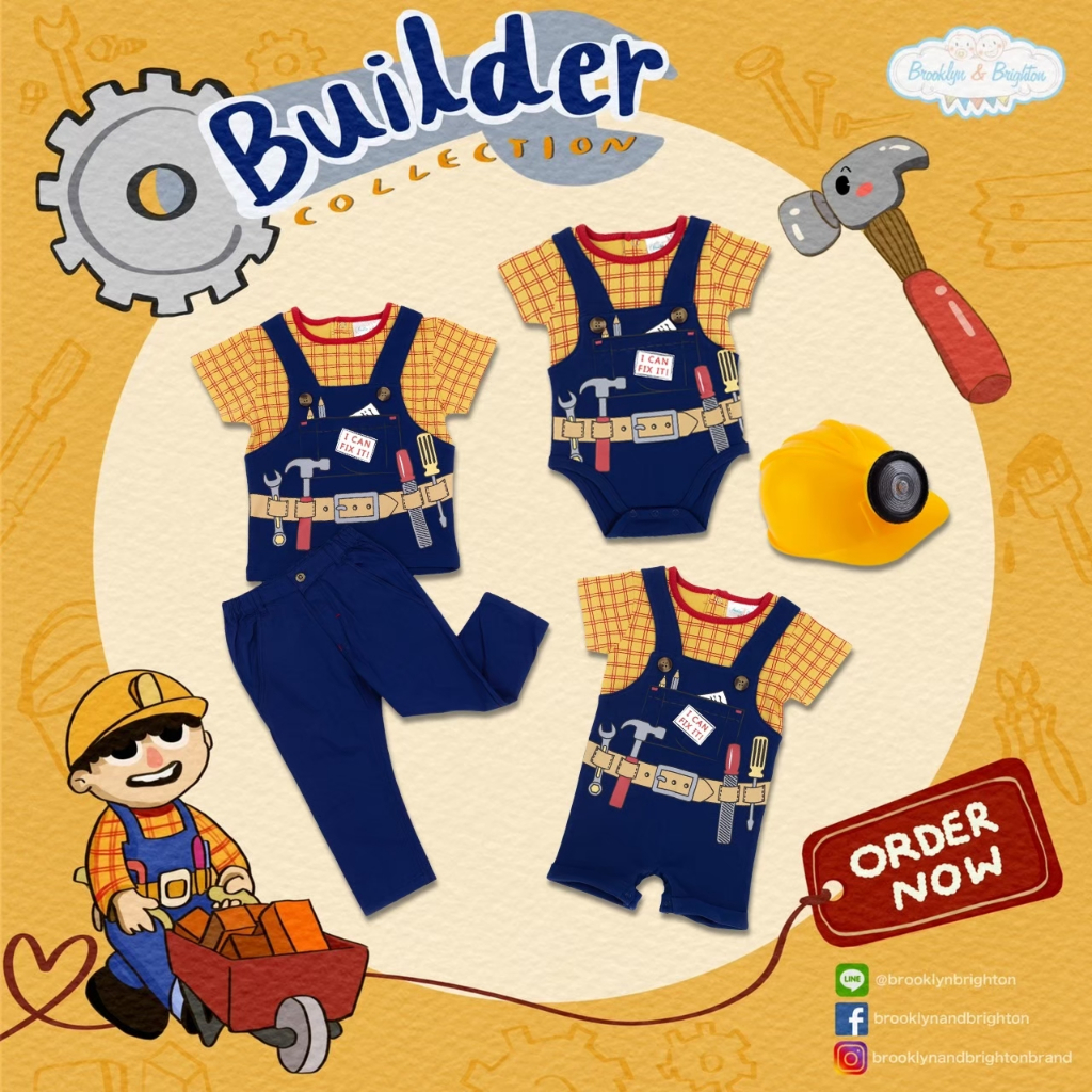 Builder ชุดช่างเด็กผู้ชายและเด็กผู้หญิง