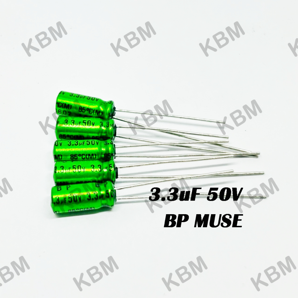 Capacitor (คาปาซิเตอร์) 3.3uF50V 3.3uF 50V Nichicon BP MUSE  green ไม่มีขั้ว