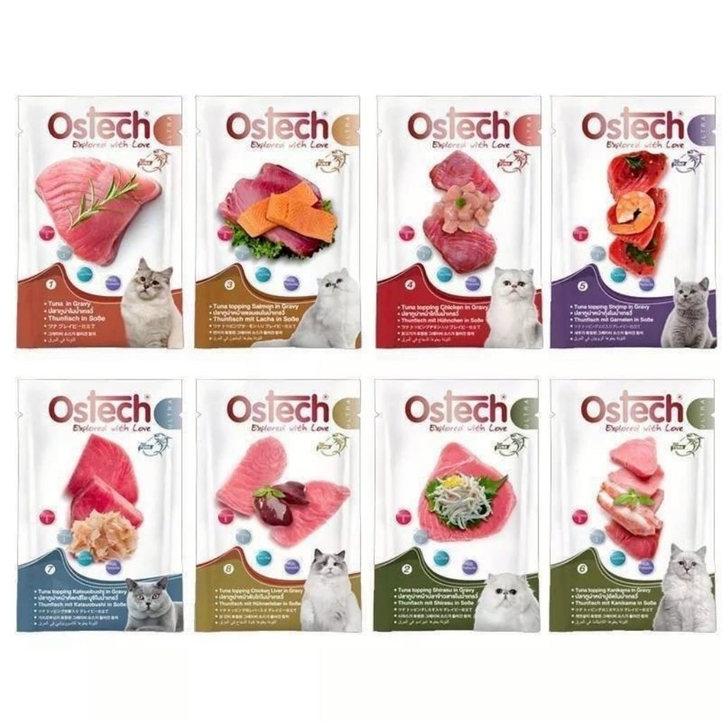 ostech ultra (ยกกล่อง 12 ซอง) อาหารแมวเปียกขนาด 70 กรัม