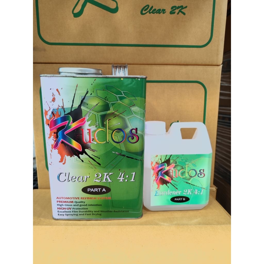 แลคเกอร์ 2K 4:1 Kudos และ ฮาร์ดเดนเนอร์ ขนาดรวม 3.5ลิตร สำหรับงาน สีซ่อมรถยนต์ งานอุตสาหกรรม คุณภาพสูง ทนทานและแห้งเร็ว