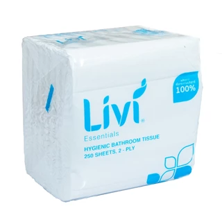(ยกลัง) Livi กระดาษชำระ Hygienic Bathroom Tissue หนา 2 ชั้น 250 แผ่น จำนวน 60 แพ็ค/ลัง