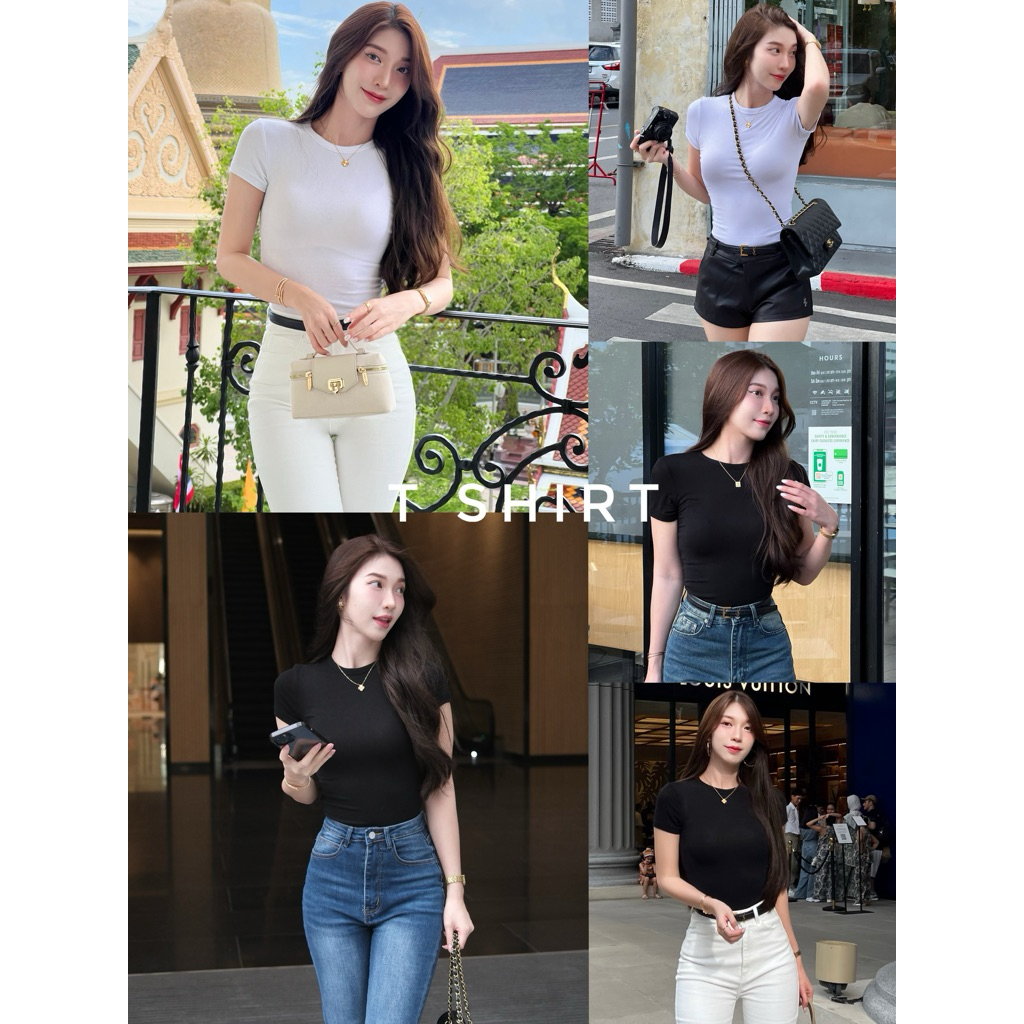 T shirt 450.- เสื้อยืดBasic ความยาวเต็มตัว ทรงเข้ารูป ใส่กระชับ ผ้านุ่มยืดใส่สบาย ระบายความร้อนได้ดี