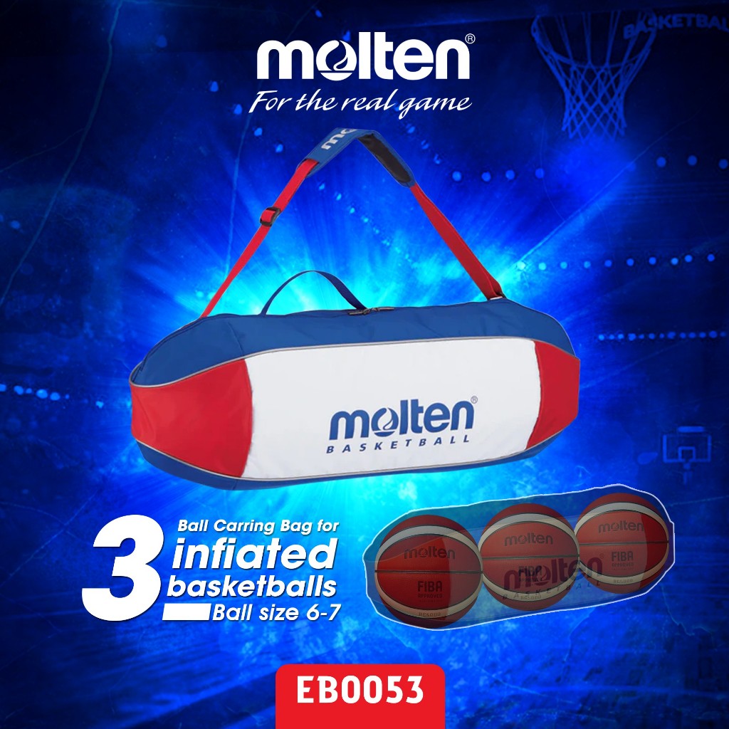 [ลิขสิทธิ์แท้] MOLTEN กระเป๋า กระเป๋าใส่ลูกบาส แบบเติมลมได้ 3 ลูก 78x51x27cm Bag Basket Carrying 3P 
