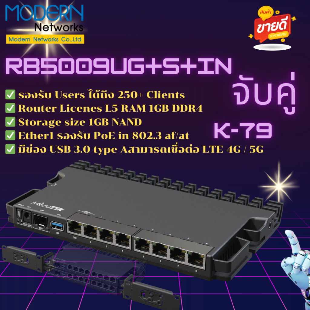 RB5009UG+S+IN Mikrotik ส่งไวสินค้ารับประกันเงื่อนไขเป็นไปตามที่บริษัทกำหนดออกใบกำกับภาษีได้⚡️🔥