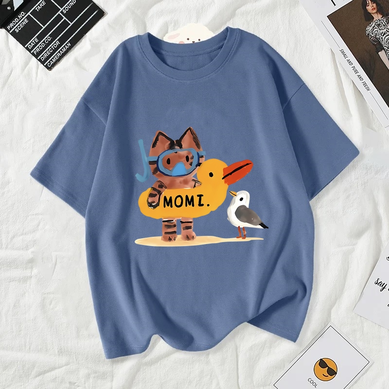 เสื้อยืดผู้หญิงแฟชั่นสาวลายการ์ตูนน่ารักฤดูร้อนเสื้อผ้าแฟชั่นส่วนเกาหลีสวมใส่สบายมาก#A197 - รูปที่ 5