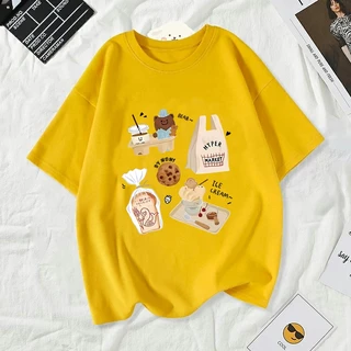 เสื้อยืดผู้หญิงแฟชั่นสาวลายการ์ตูนน่ารักฤดูร้อนเสื้อผ้าแฟชั่นส่วนเกาหลีสวมใส่สบายมาก#A200